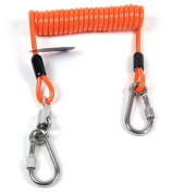 Wired coil extension (4 ) tool lanyard 5 lb. w/ swivel screw gate carabiner