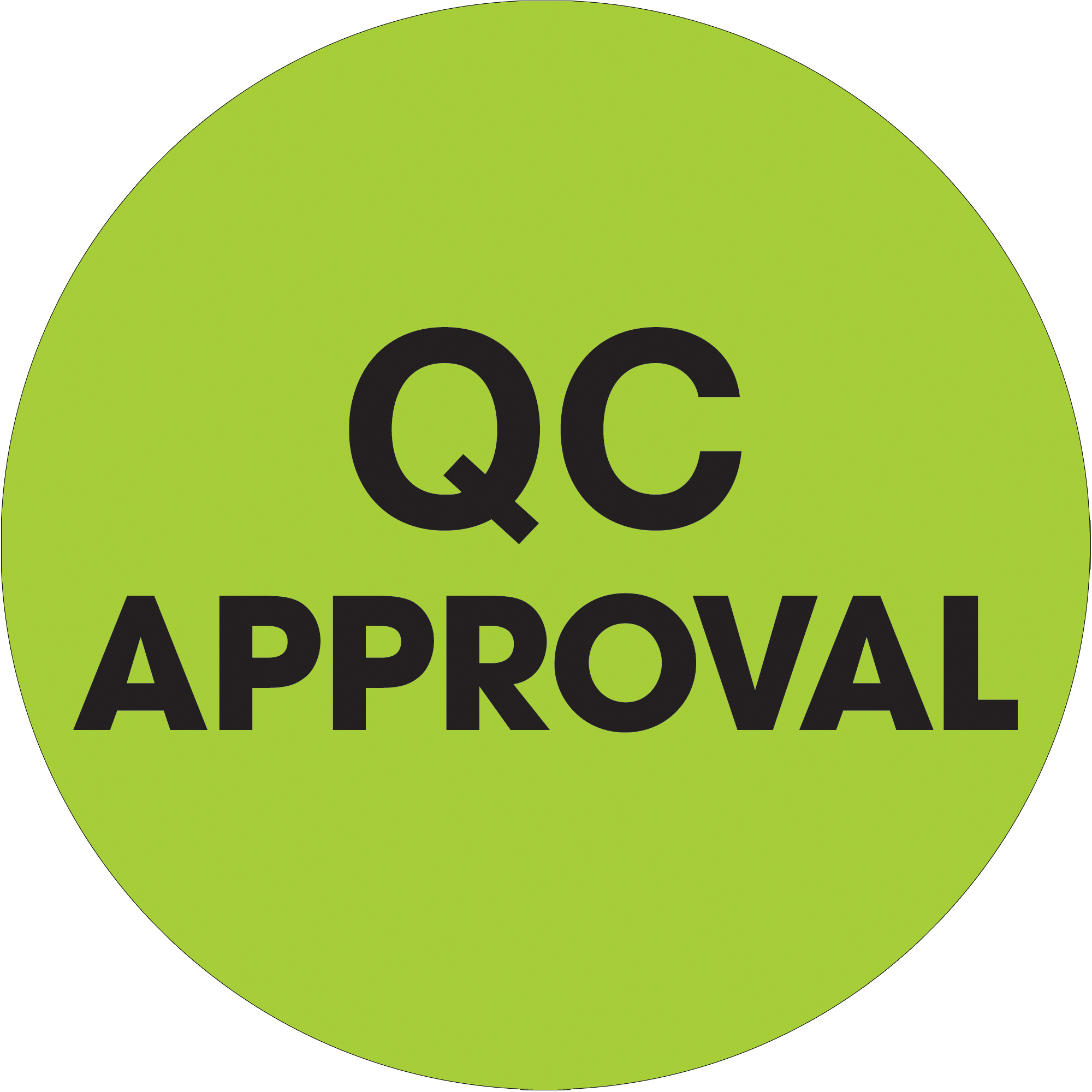 2" Circle - "QC Approval" Fluorescent Green Labels