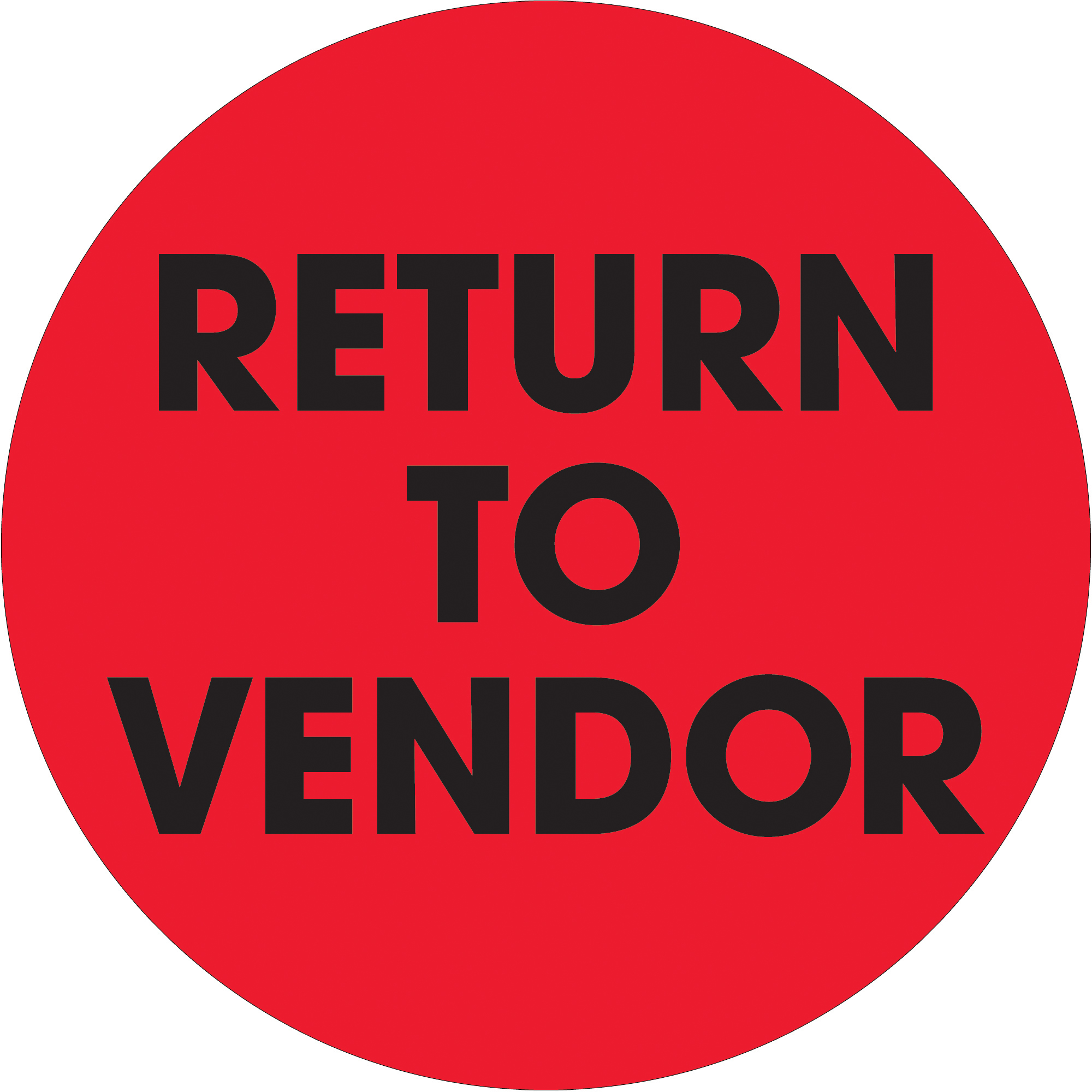 2" Circle - "Return To Vendor" Fluorescent Red Labels