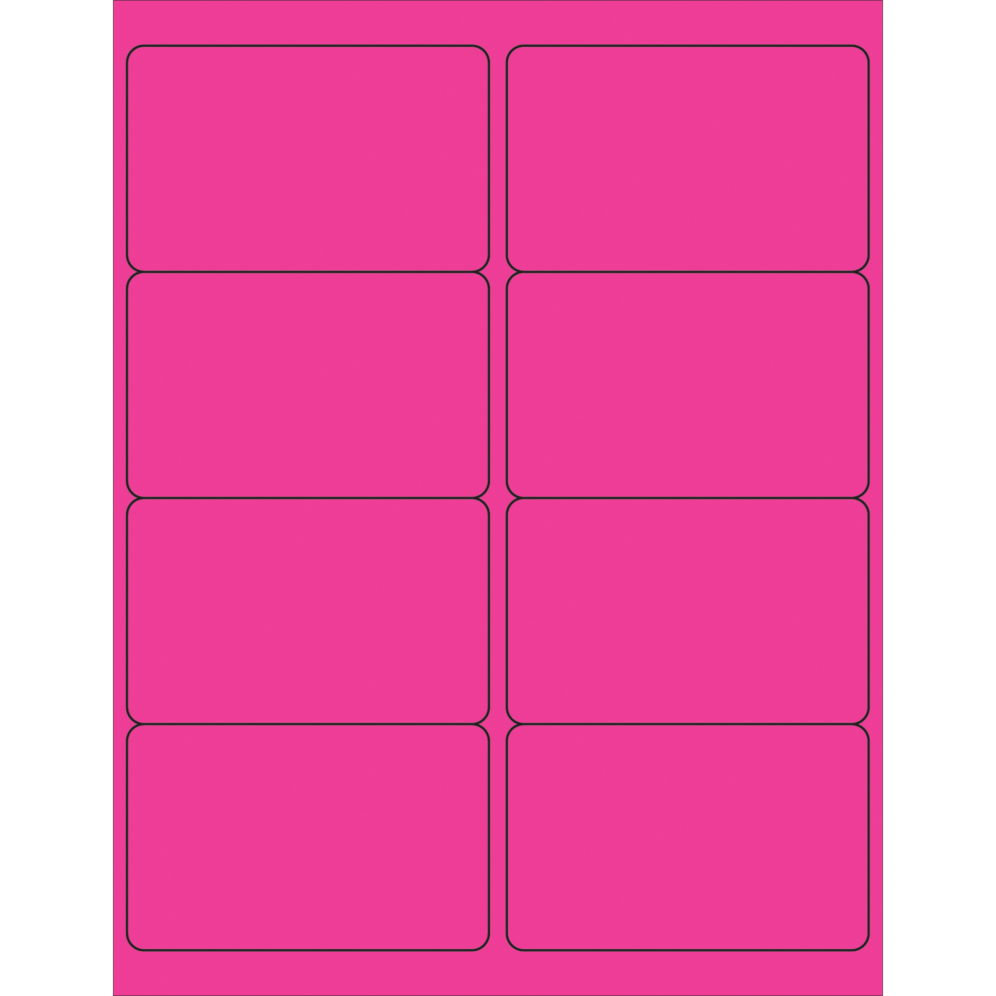 4 x 2 1/2" Fluorescent Pink Rectangle Laser Labels