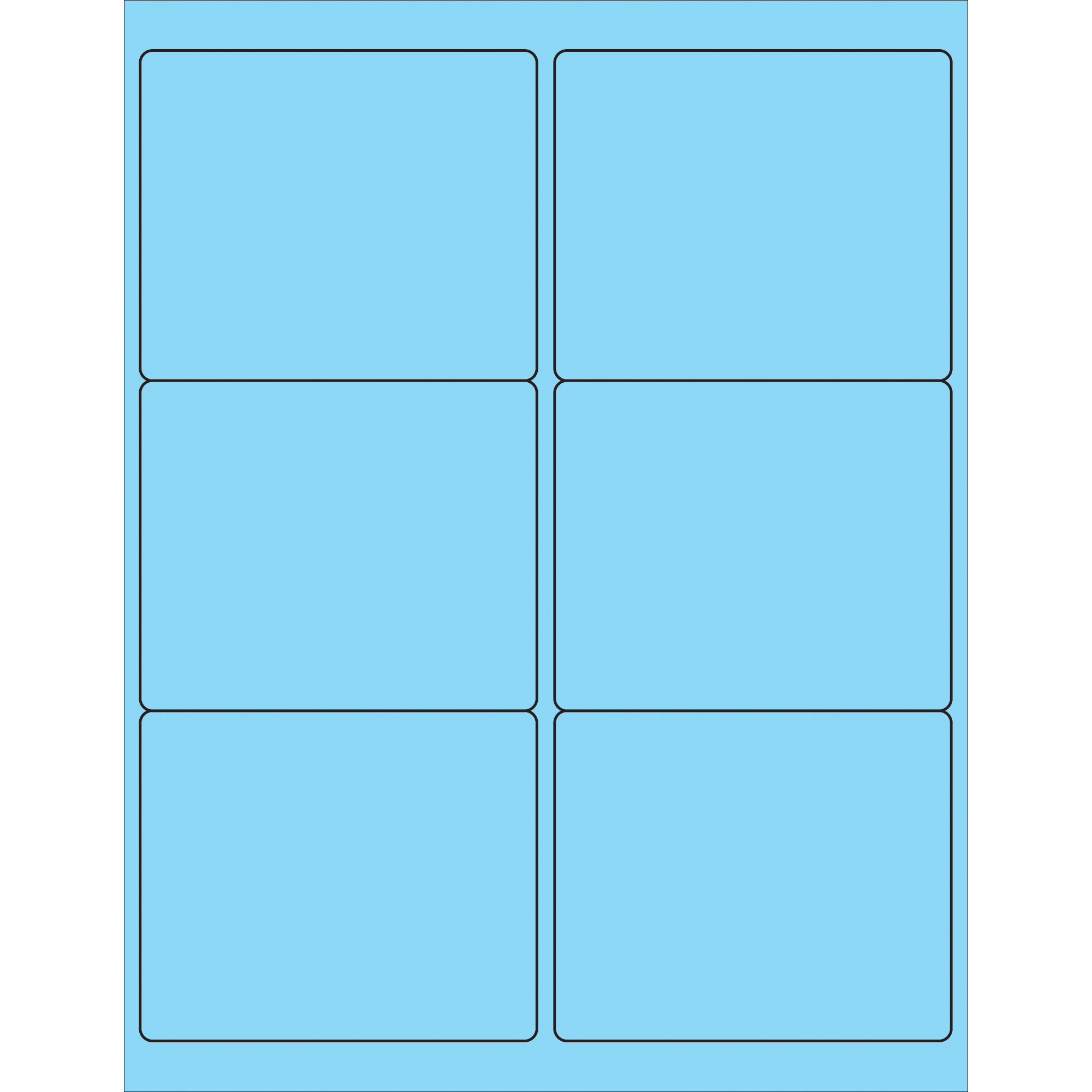 4 x 3 1/3" Fluorescent Pastel Blue Rectangle Laser Labels