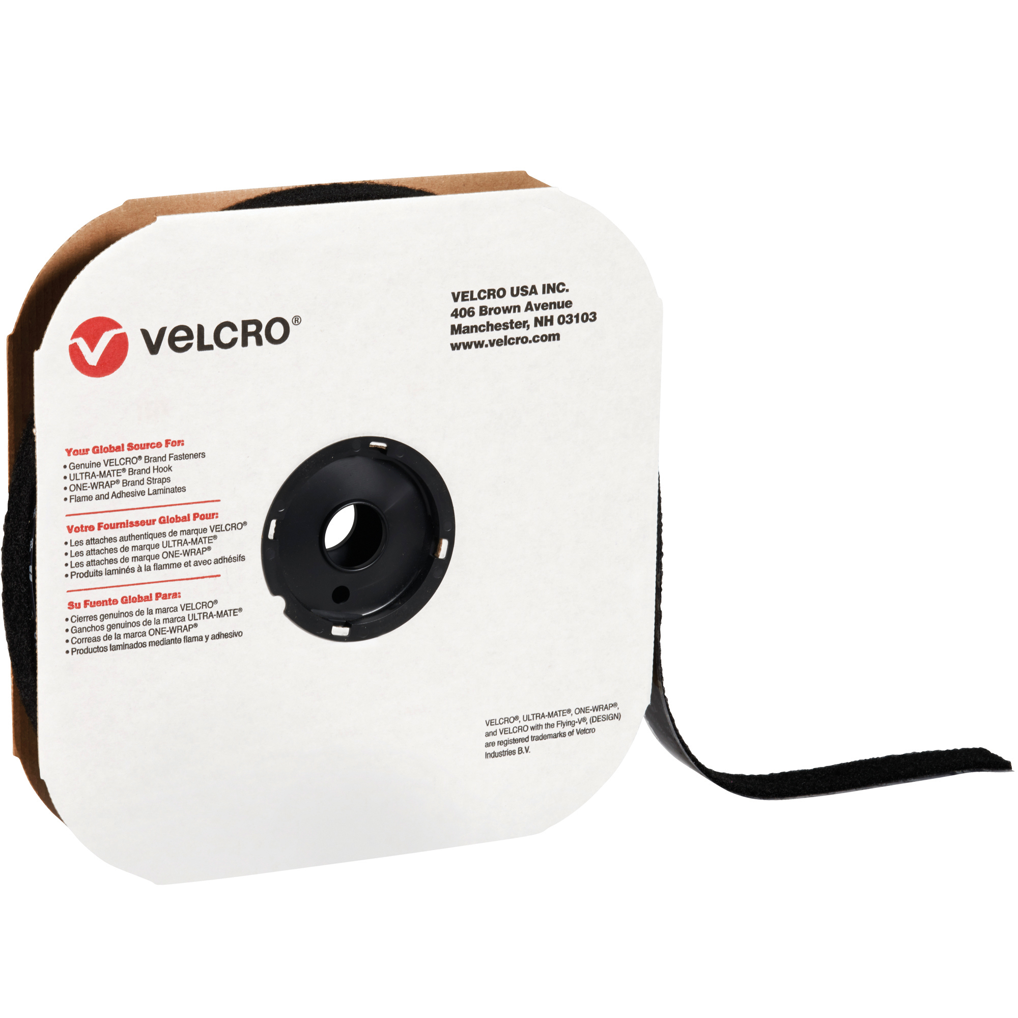 1 1/2" x 75' - Hook - Black VELCRO® Brand Tape - Individual Strips